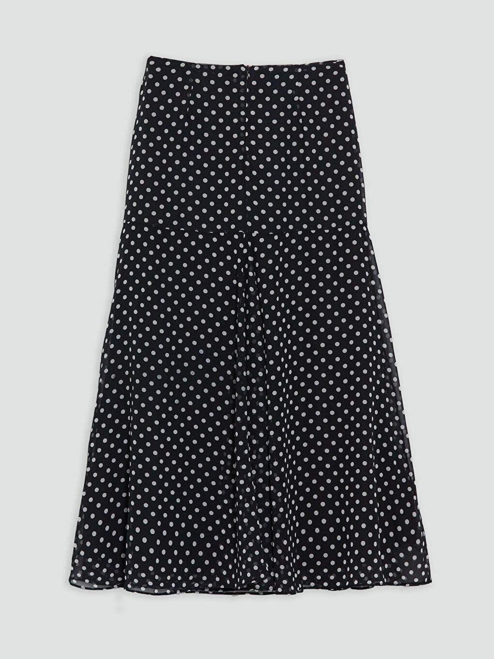 Siyah Beli Fermuarlı Puantiyeli Etek-5