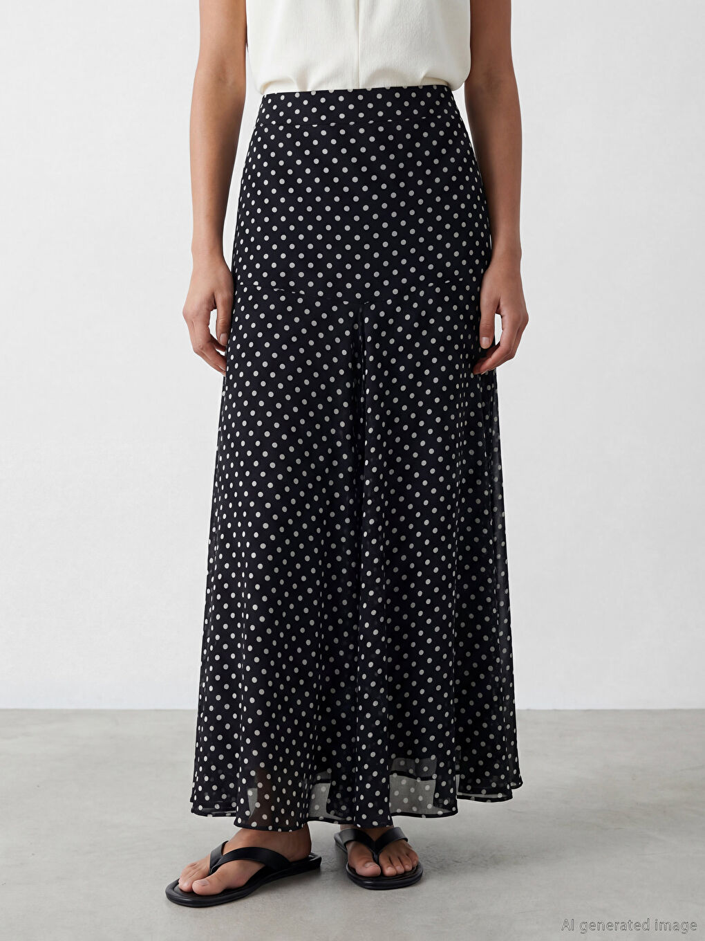 Siyah Beli Fermuarlı Puantiyeli Etek-1