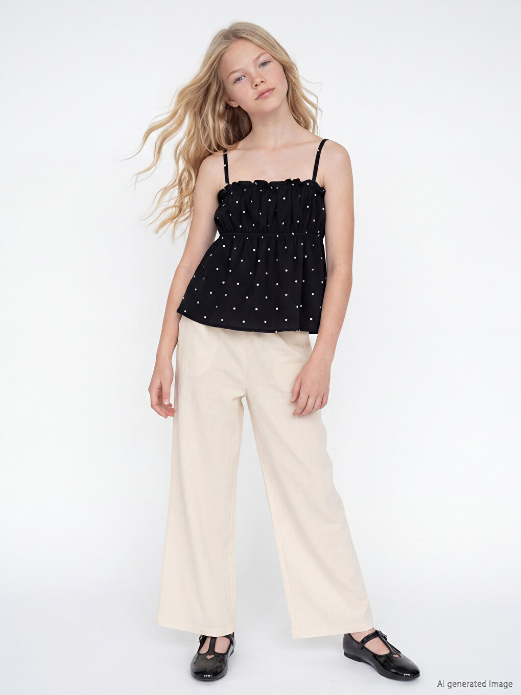 Wideleg Girls' Trousers-1
