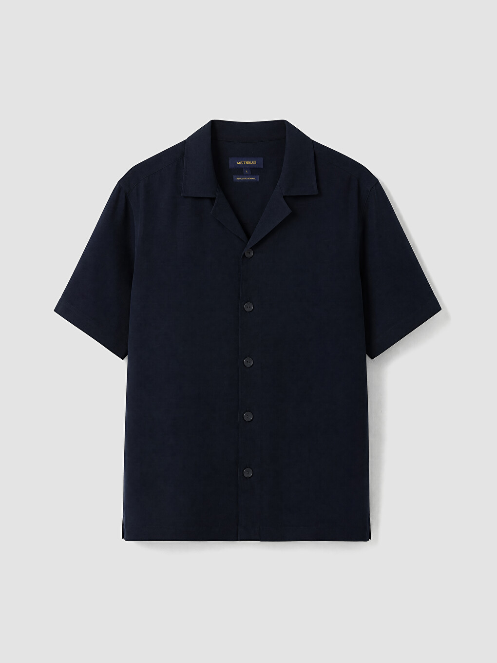 Lacivert Regular Fit Keten Karışımlı Erkek Gömlek