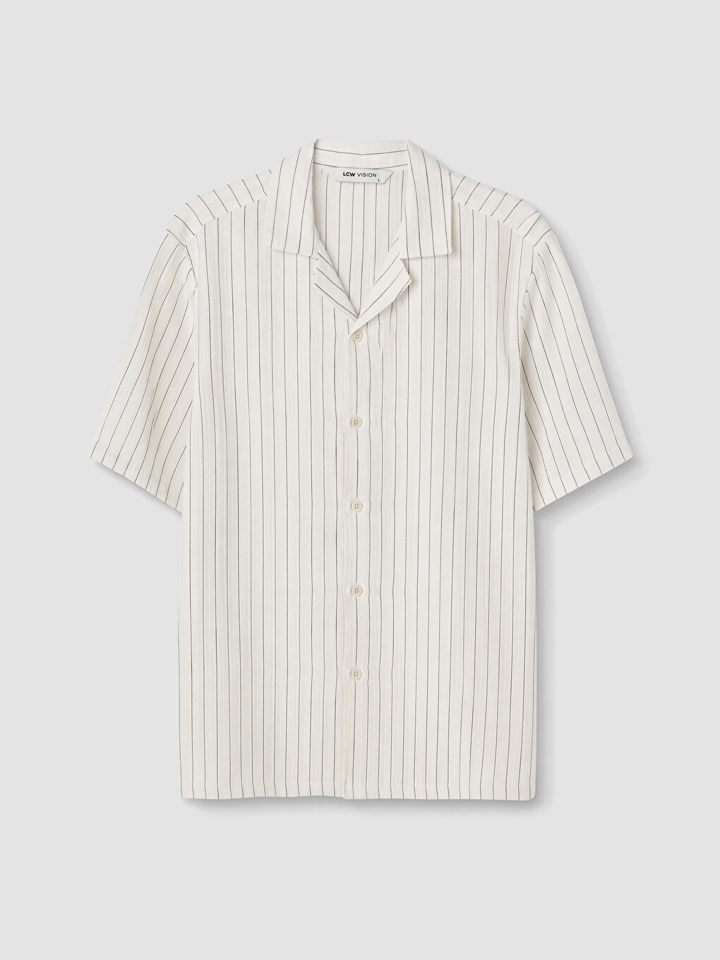 Ekru Regular Fit Çizgili Erkek Gömlek