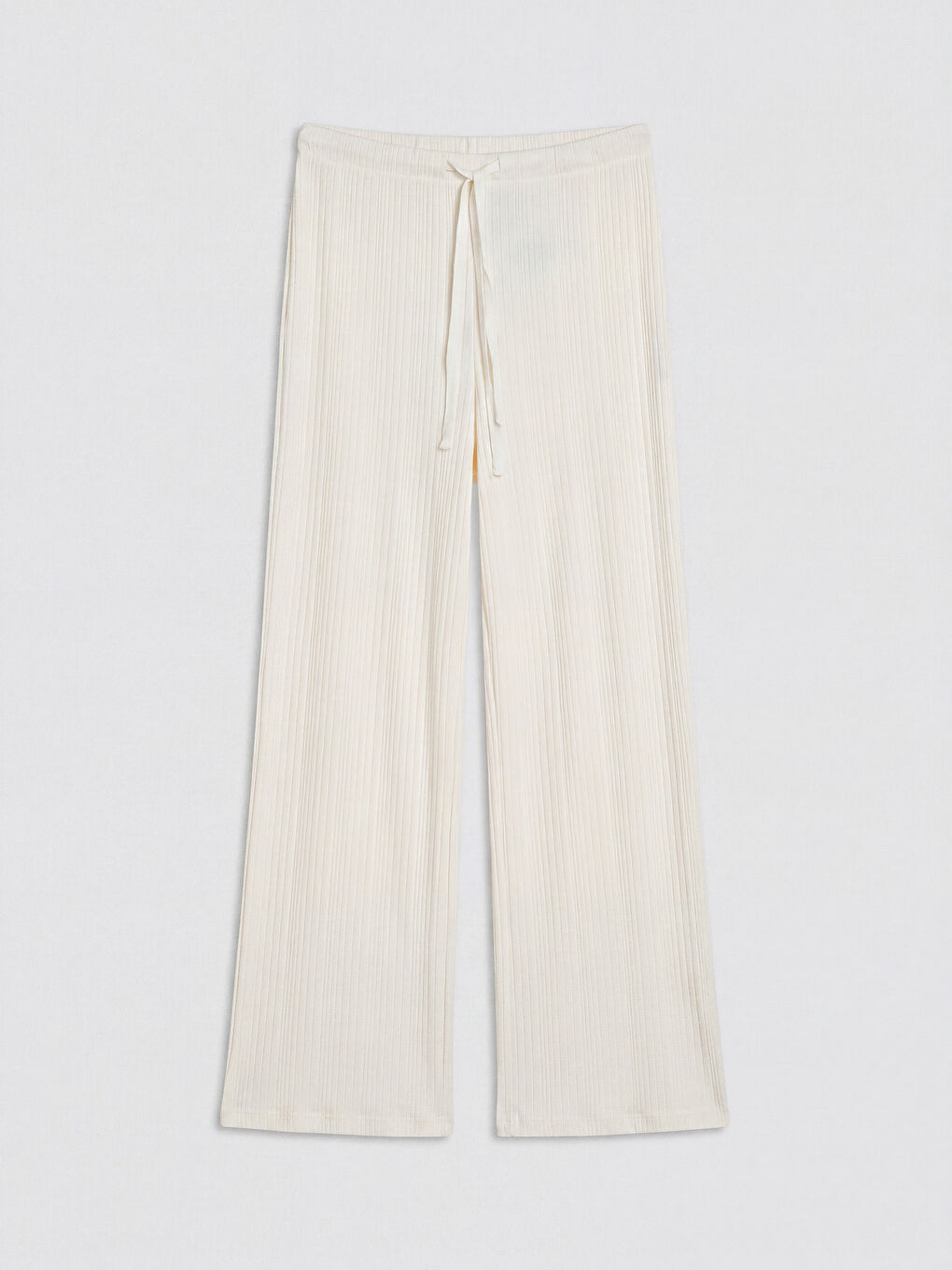 Ekru Geniş Paça Fitilli Kadın Pijama Altı