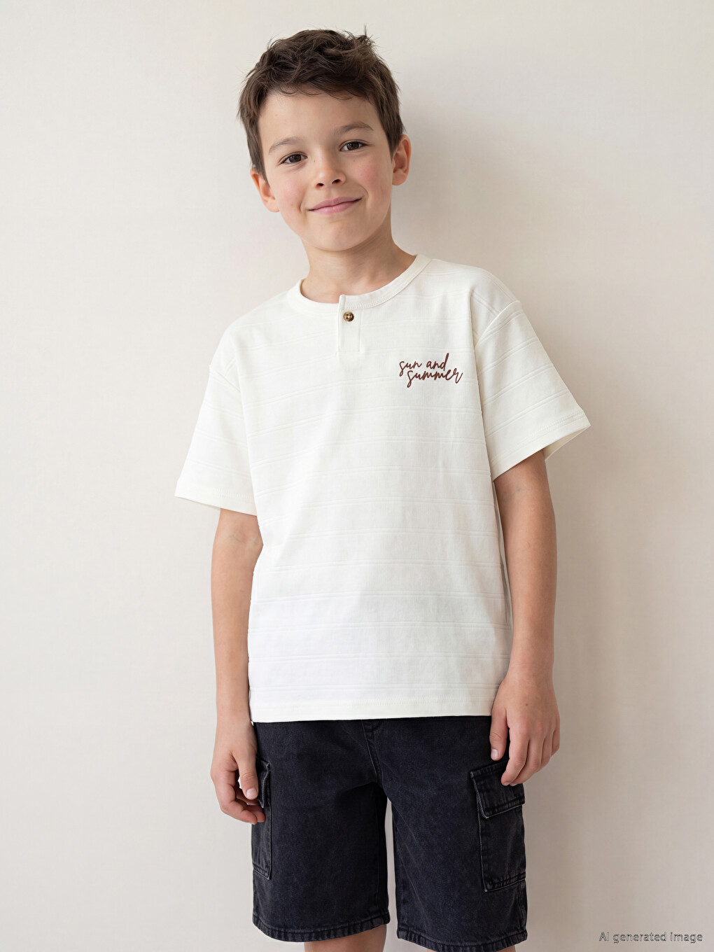 Crew Neck Embroidered Boys' T-Shirt