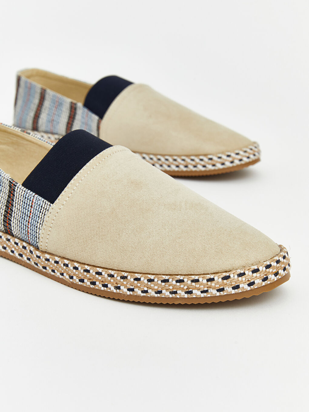 Bej Erkek Hasır Tabanlı Desenli Espadril-2