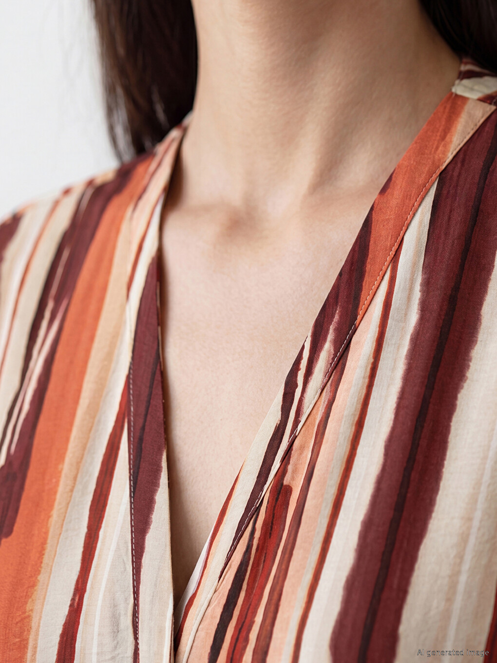V Neck Striped Sash Dress-2