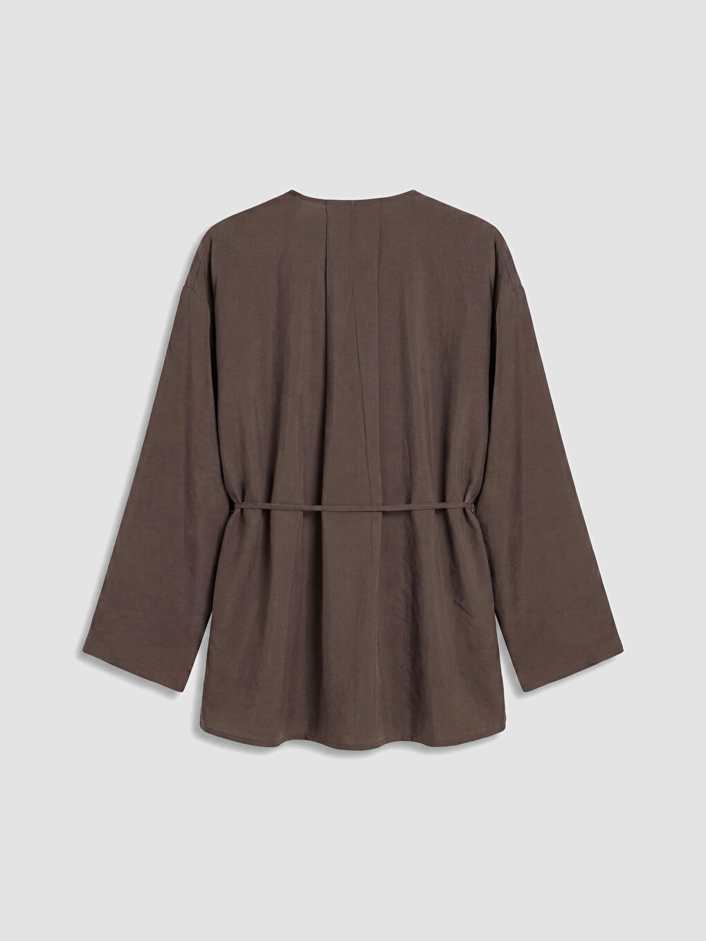 Kahverengi V Yaka Modal Karışımlı Kadın Kimono-2