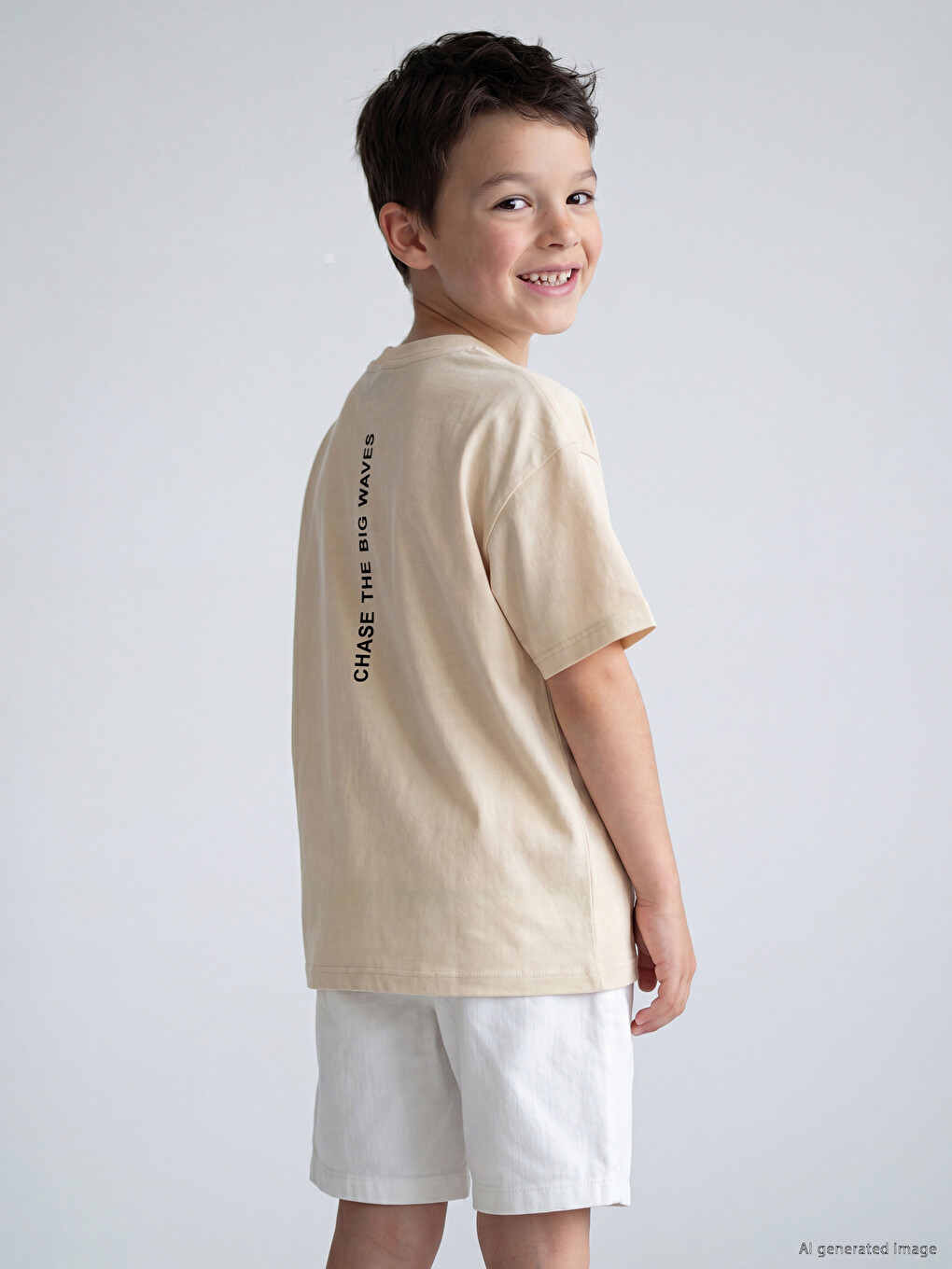 Crew Neck Slogan Printed Boys' T-shirt-1