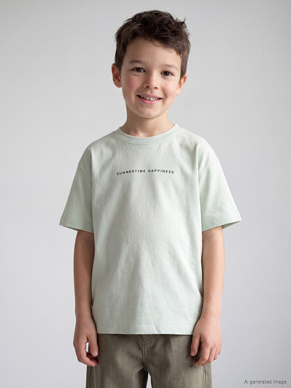 Crew Neck Text Printed Boys' T-shirt