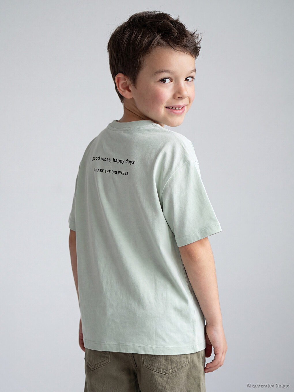 Crew Neck Text Printed Boys' T-shirt-1