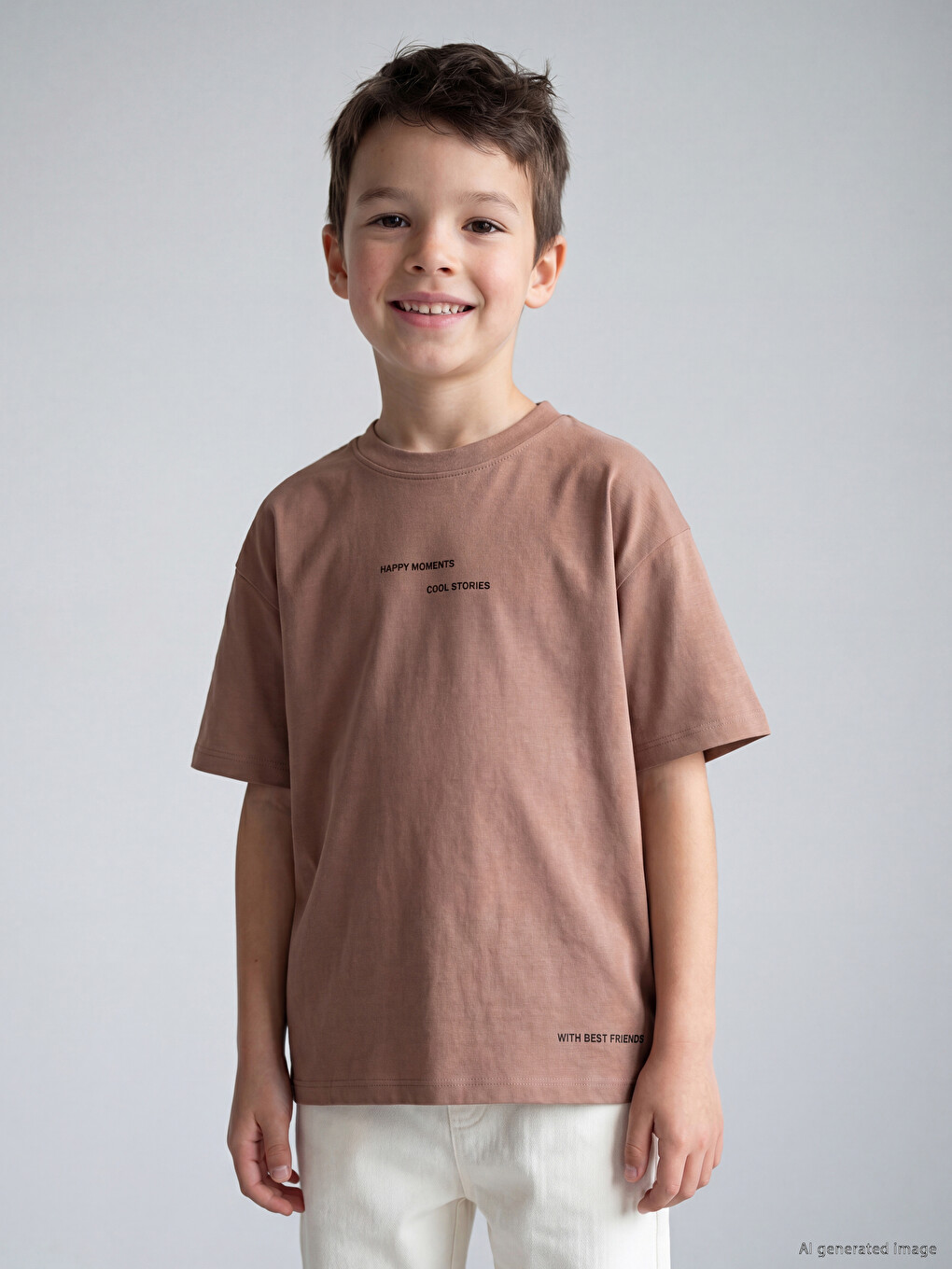 Crew Neck Text Printed Boys' T-shirt