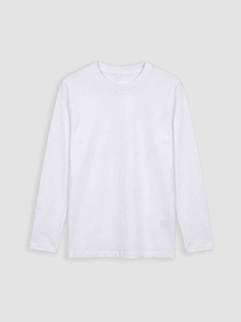 Beyaz Bisiklet Yaka Erkek Çocuk Tişört