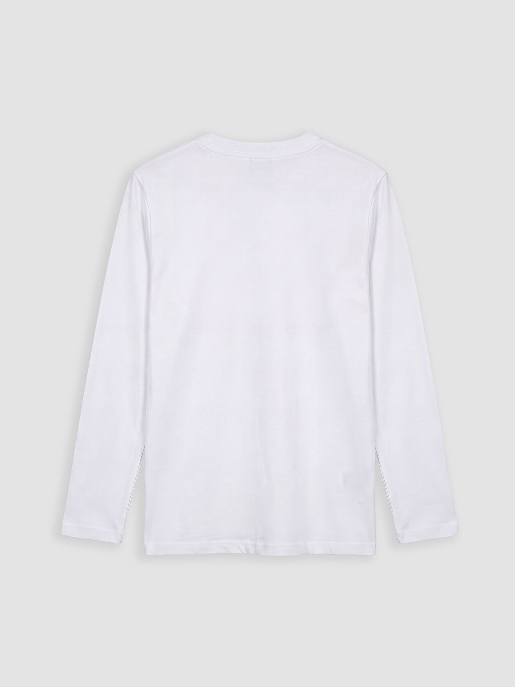 Beyaz Bisiklet Yaka Erkek Çocuk Tişört-1