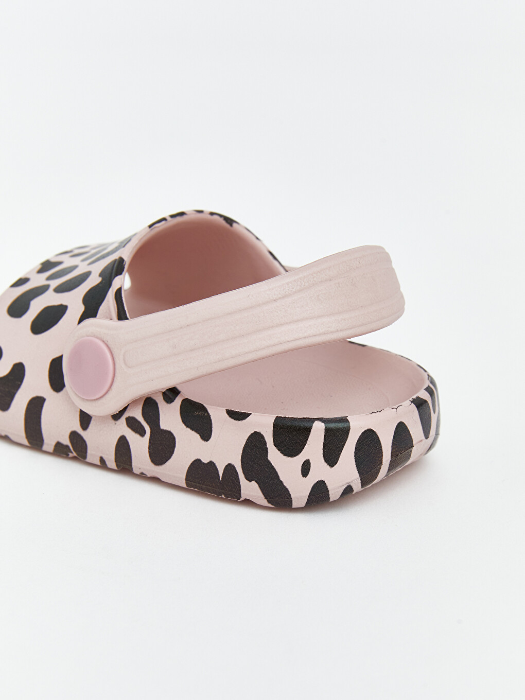 Pembe Kız Çocuk Leopar Desenli Arkası Bantlı Terlik-1