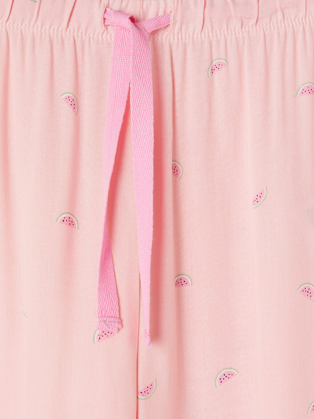 Pembe Baskılı %100 Pamuklu Kadın Kapri Pijama Altı-1