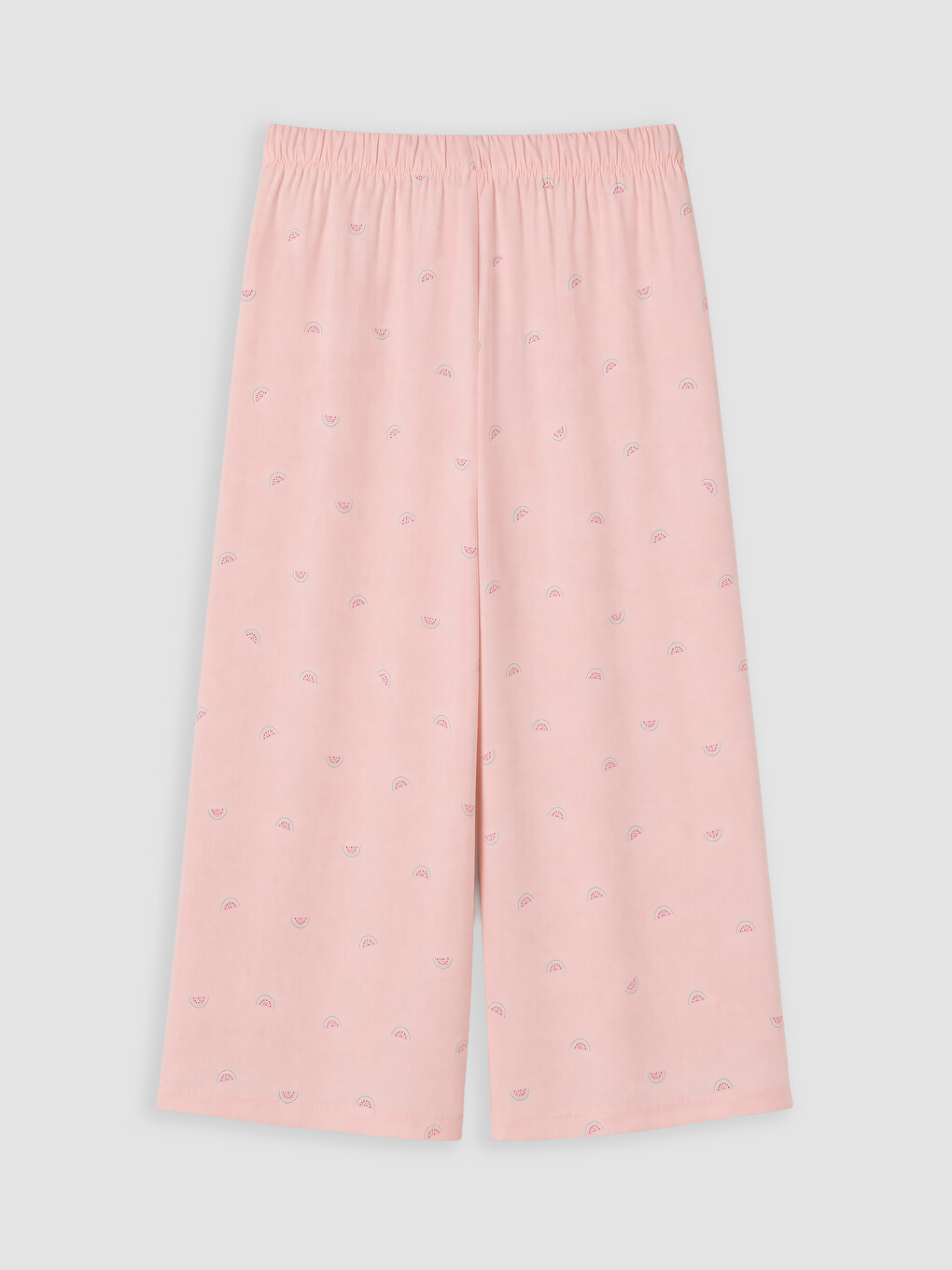 Pembe Baskılı %100 Pamuklu Kadın Kapri Pijama Altı-2