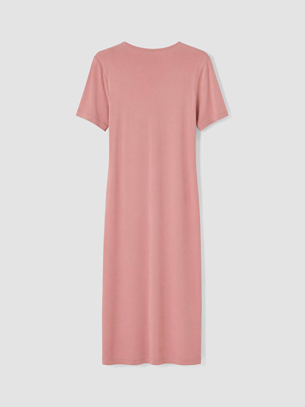 Pembe Büzgülü Modal Karışımlı Elbise-2