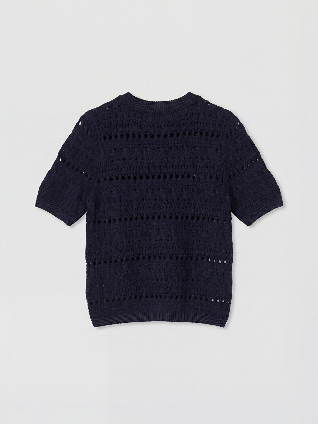 Lacivert Bisiklet Yaka Ajurlu Kadın Triko Kazak-1