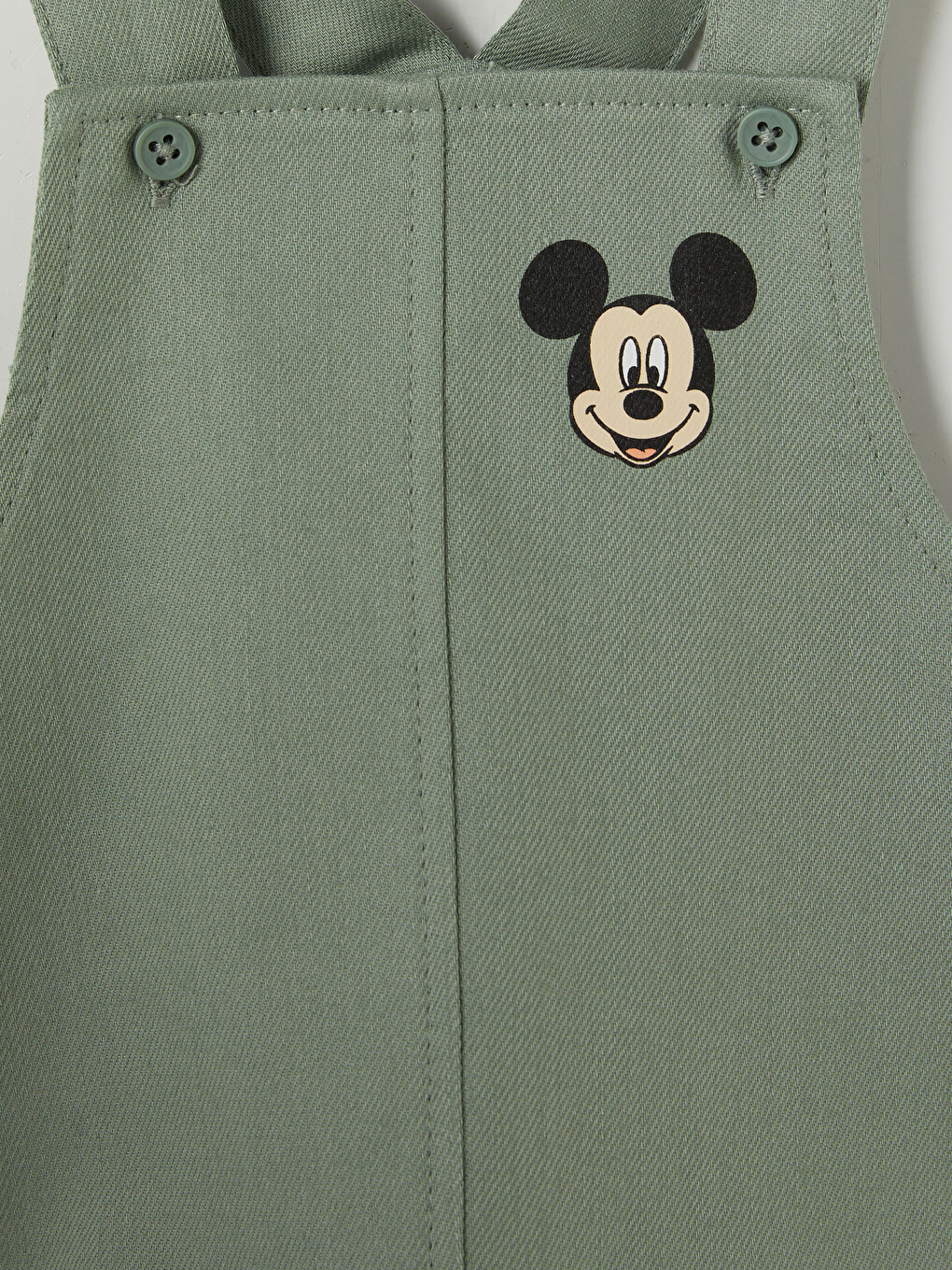 Bej Mickey Mouse Nakışlı Erkek Bebek Salopet ve Tişört-2