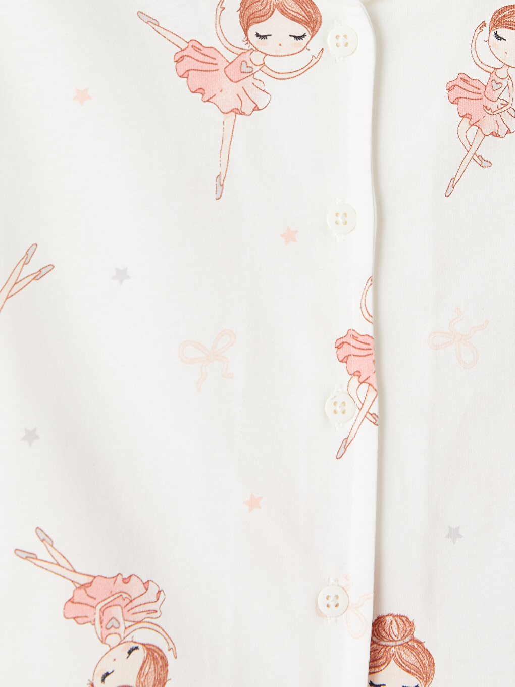 Ekru Gömlek Yaka Kız Çocuk Şortlu Pijama Takımı-2