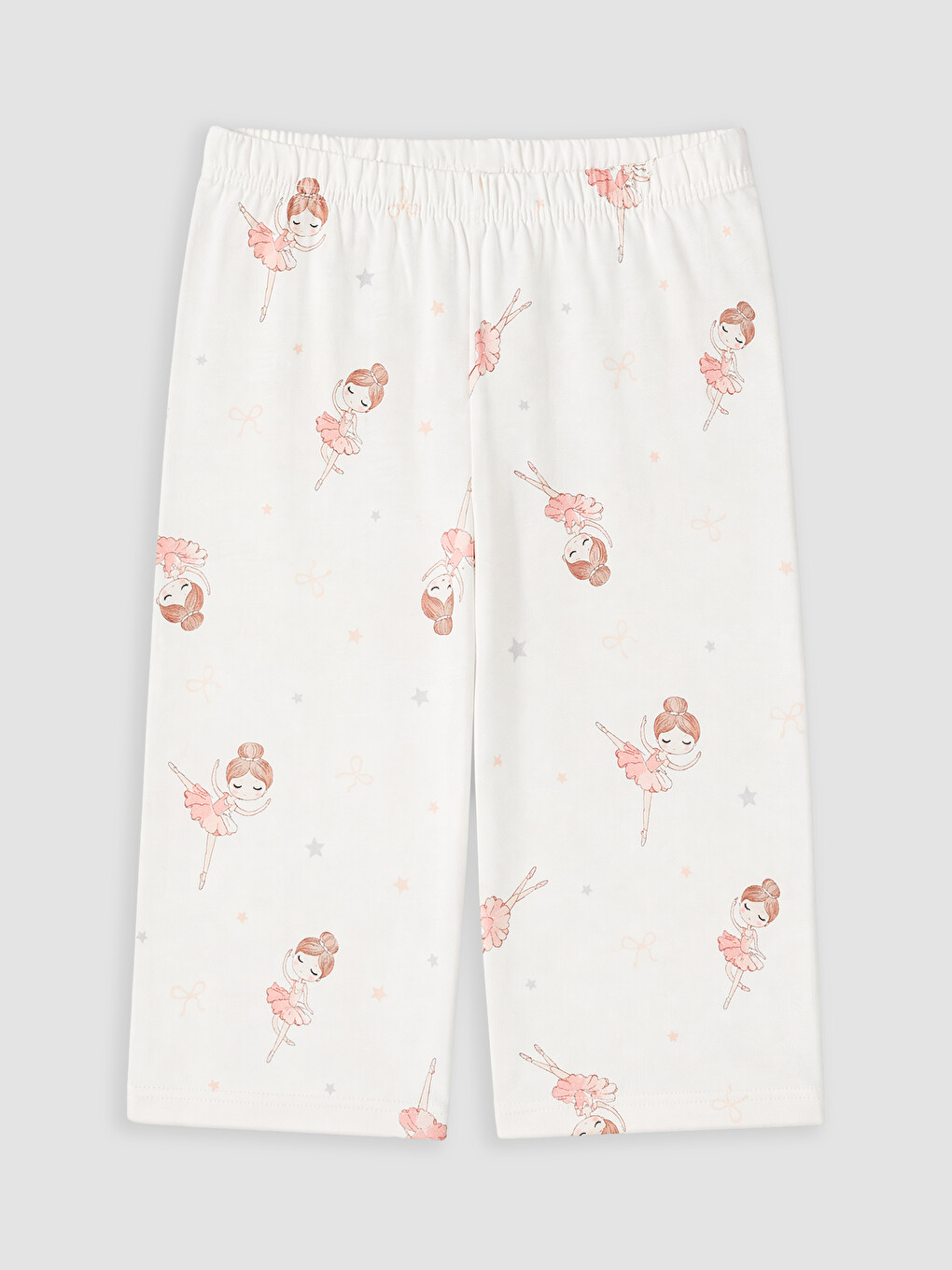 Ekru Gömlek Yaka Kız Çocuk Şortlu Pijama Takımı-4