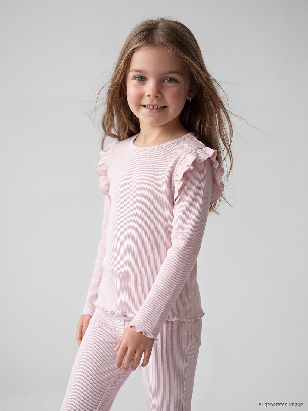 Crew Neck Ruffled Girls' T-Shirt