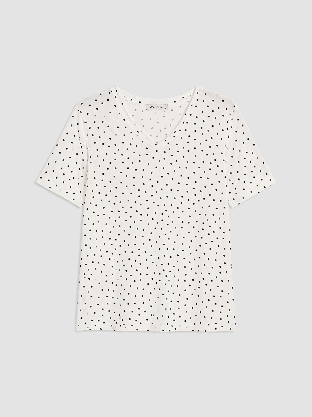 V Neck Polka Dot Women's T-shirt-4