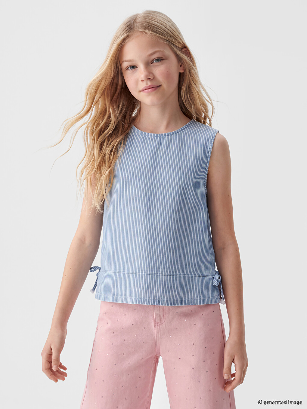 Striped Girls' Jean Blouse-1