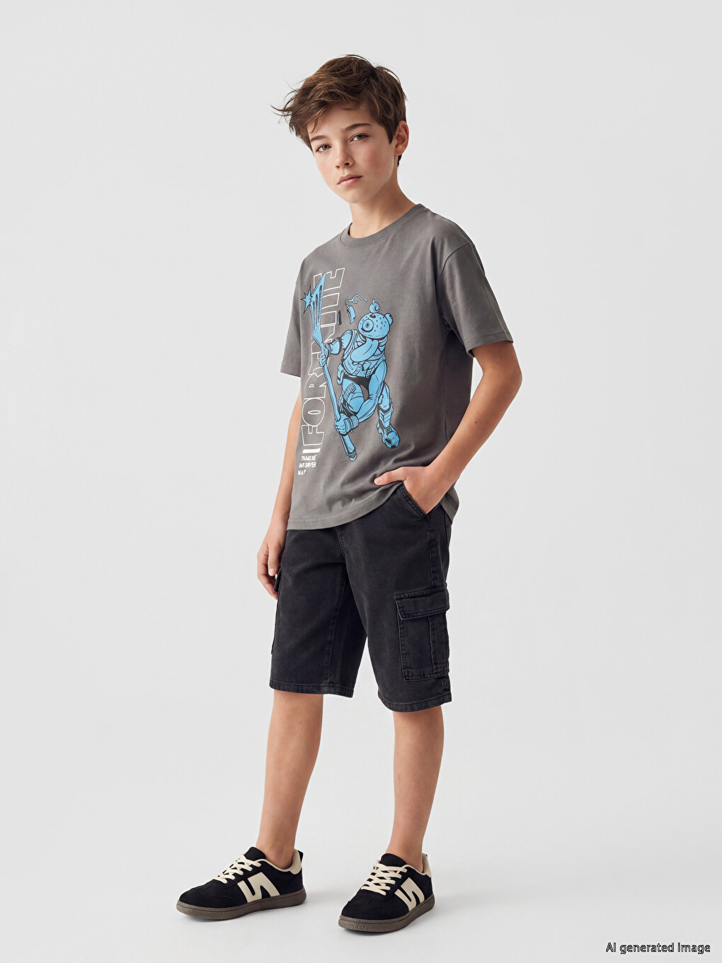 Crew Neck Printed Boys' T-shirt-1