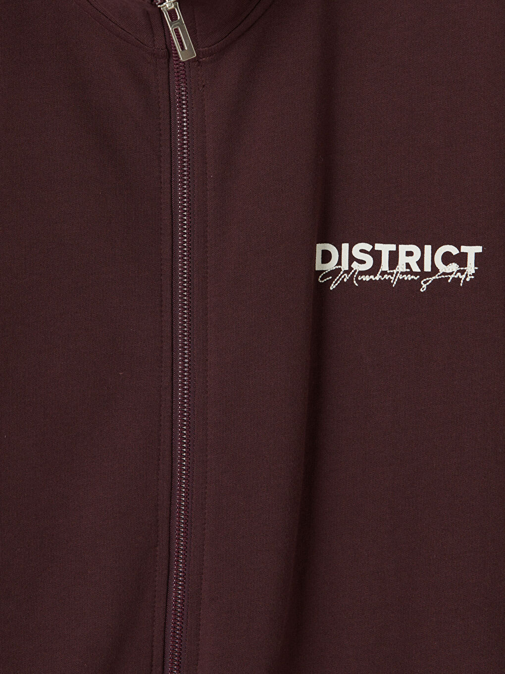 Mürdüm Regular Fit Dik Yaka Erkek Fermuarlı Sweatshirt-2