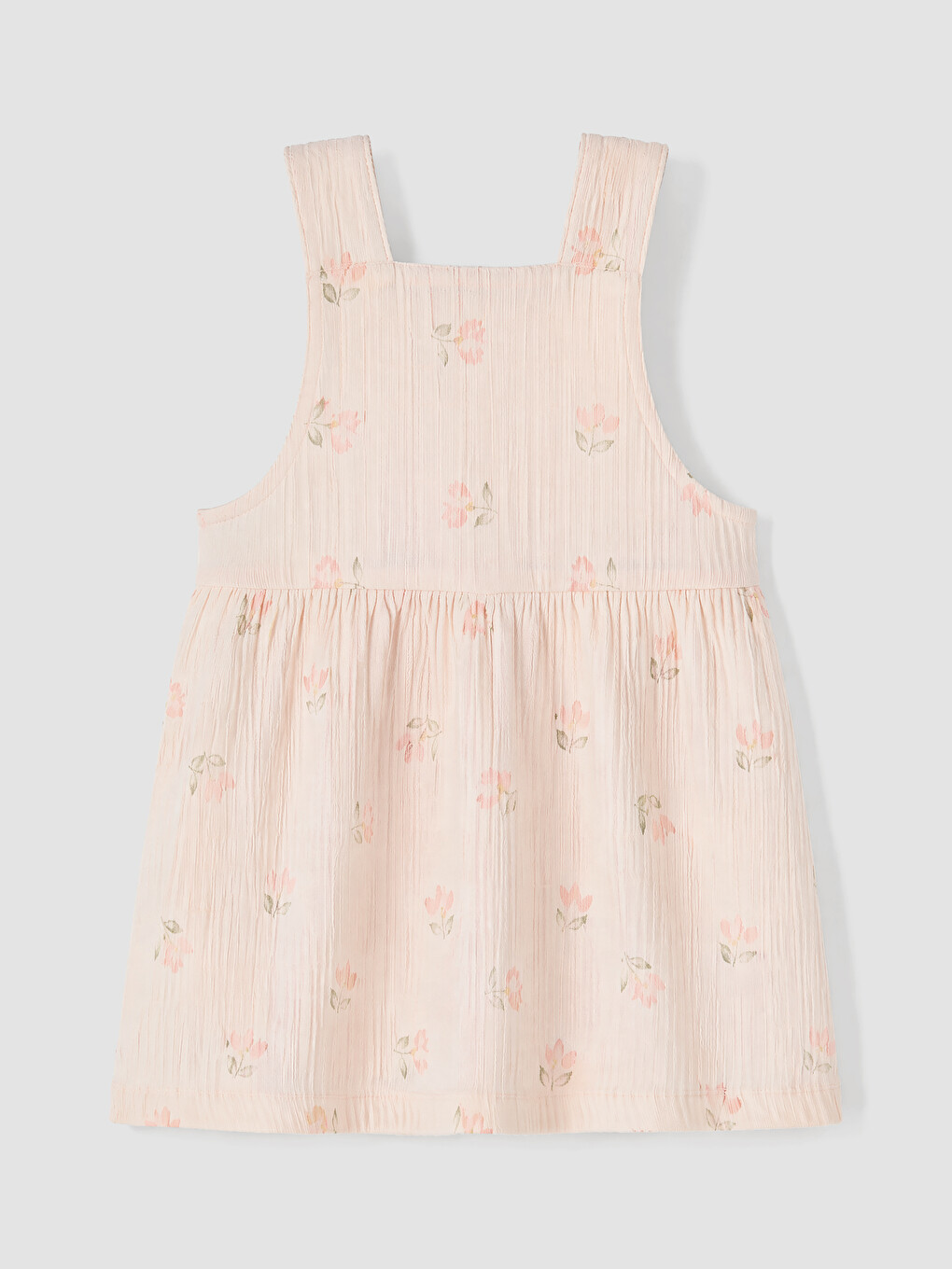 Pembe Bisiklet Yaka Çiçekli Kız Bebek Gabardin Elbise-1