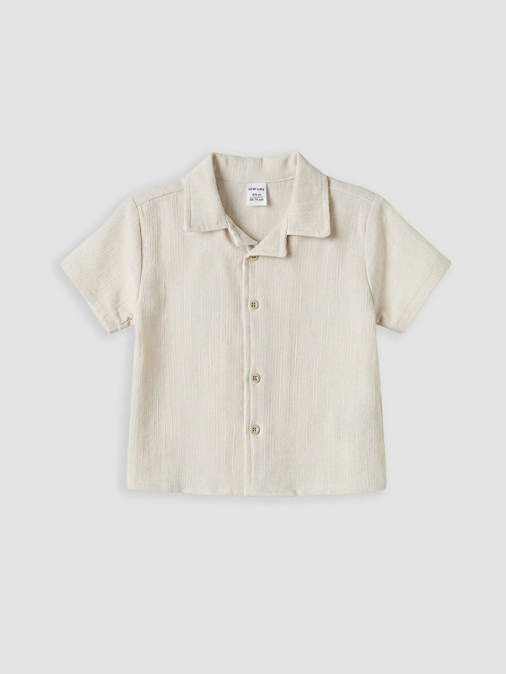 Bej Dokulu Erkek Bebek Gömlek ve Şort Takım-1