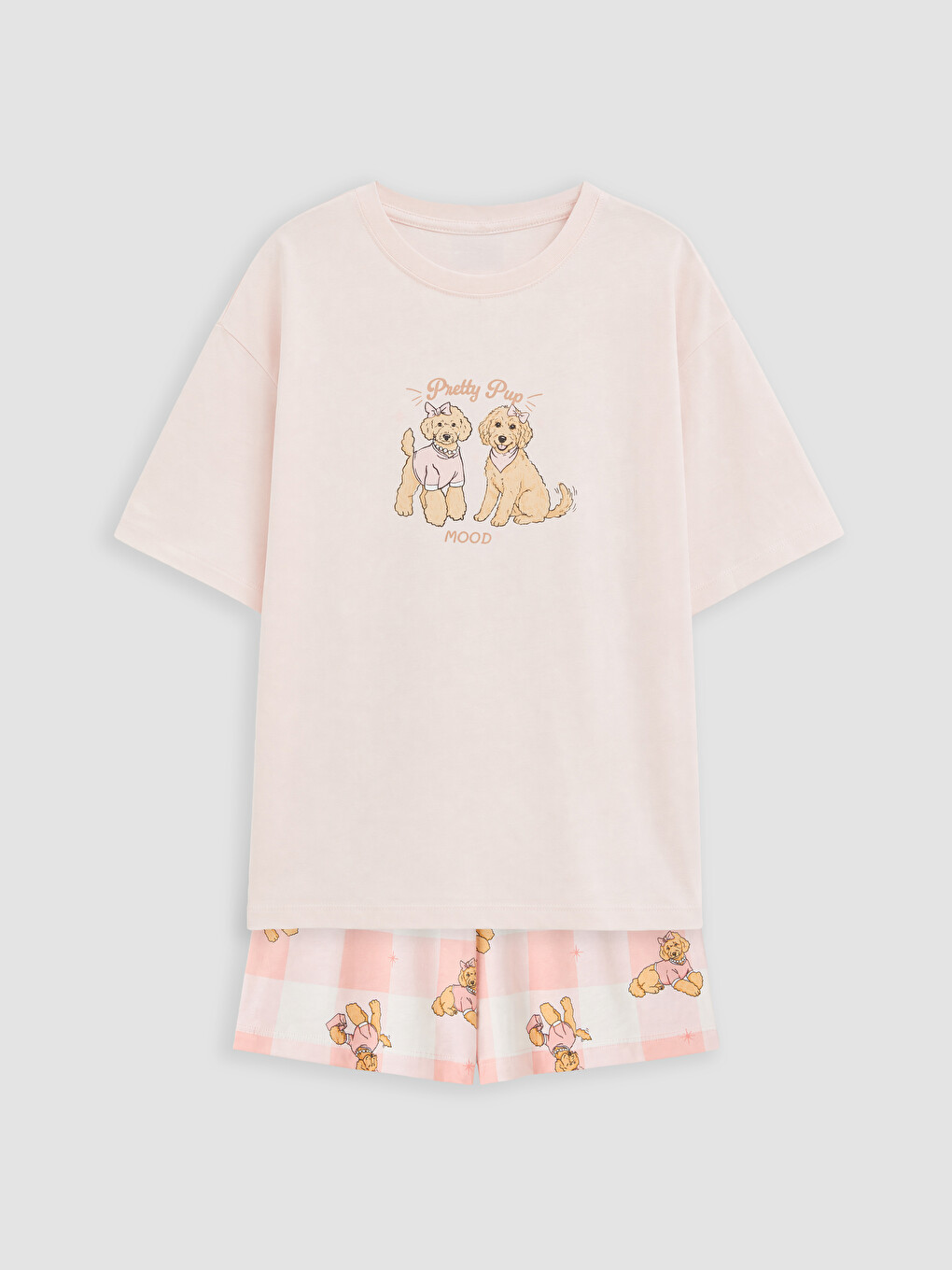 Pembe Baskılı Kız Çocuk Şortlu Pijama Takımı
