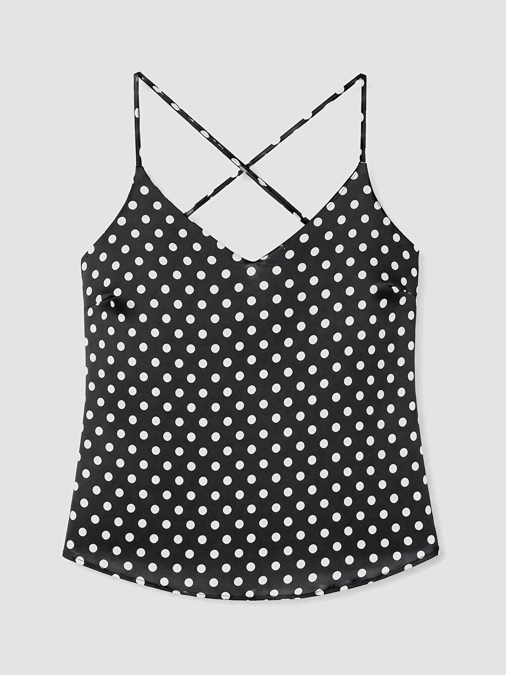 Siyah Puantiyeli Saten Kadın Şortlu Pijama Takımı-1