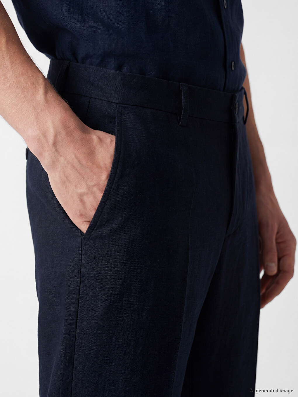Muške pantalone od mešavine lana regular kroja-2
