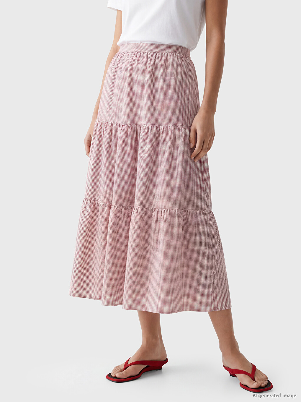 Elastic Waist Plaid Layered Skirt-1