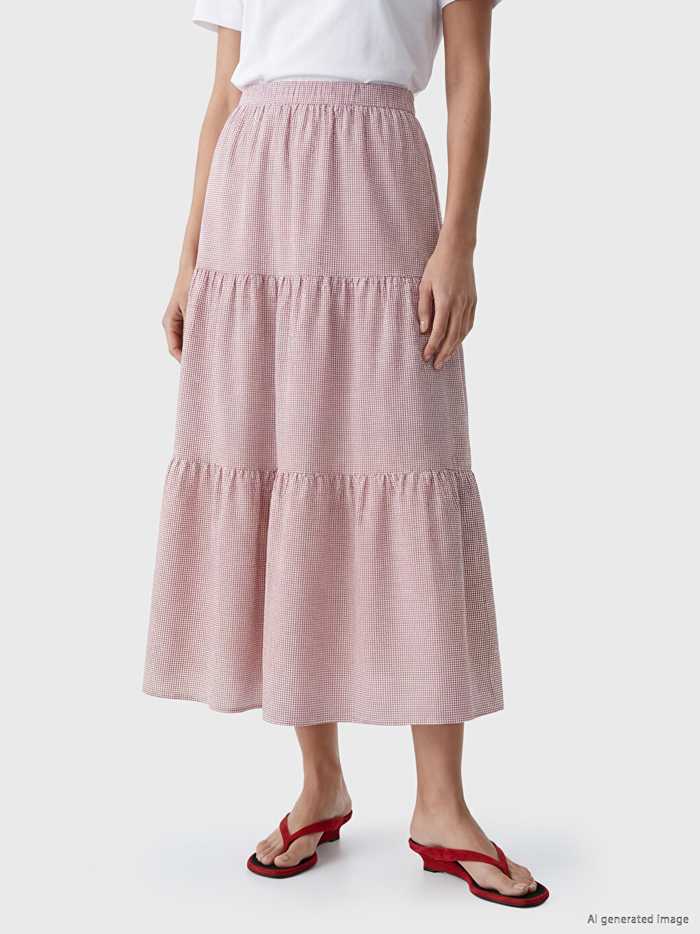Elastic Waist Plaid Layered Skirt-2
