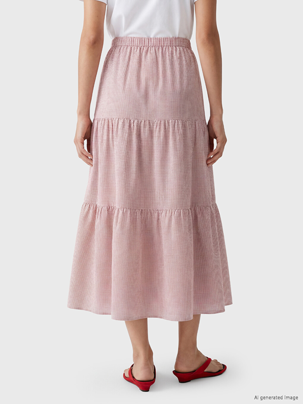 Elastic Waist Plaid Layered Skirt-3