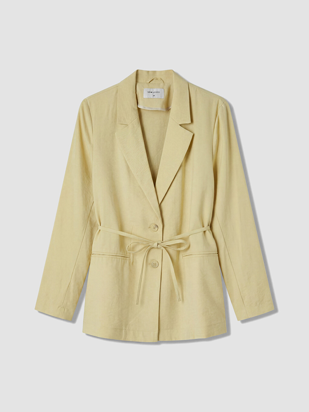 Sarı Kuşaklı Kadın Blazer Ceket