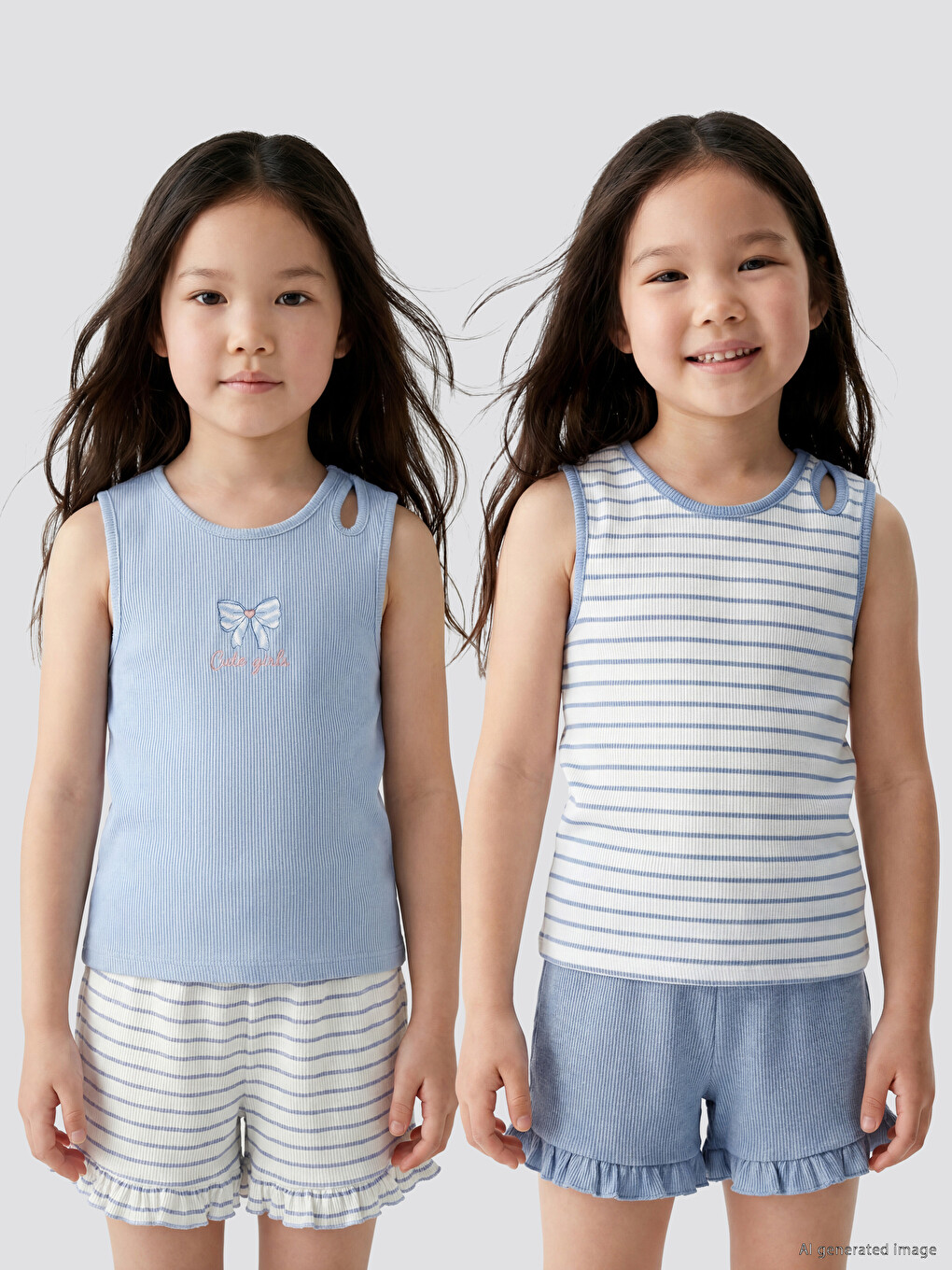 Embroidered Girls' Ribbed Tank Top 2 Pack