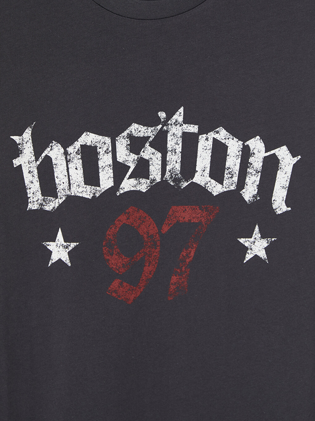Antrasit Bisiklet Yaka Boston Baskılı Kolsuz Erkek Tişört-2