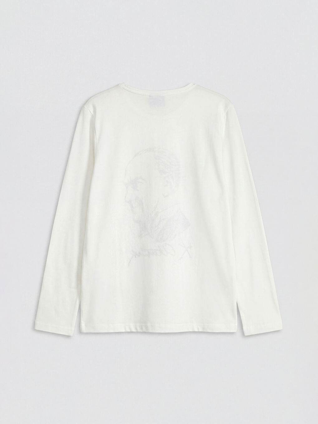 Beyaz Bisiklet Yaka Atatürk Baskılı Kız Çocuk Tişört-1