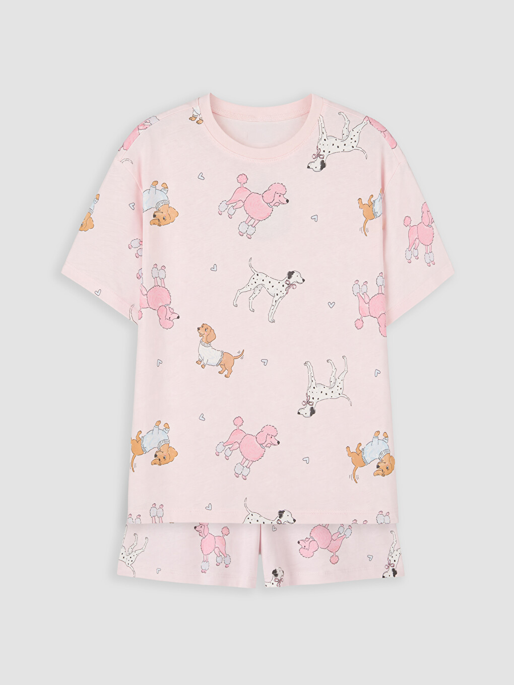 Pembe Desenli Kız Çocuk Şortlu Pijama Takımı