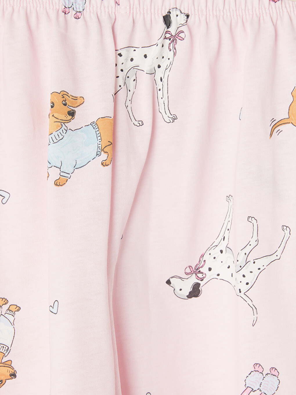 Pembe Desenli Kız Çocuk Şortlu Pijama Takımı-5