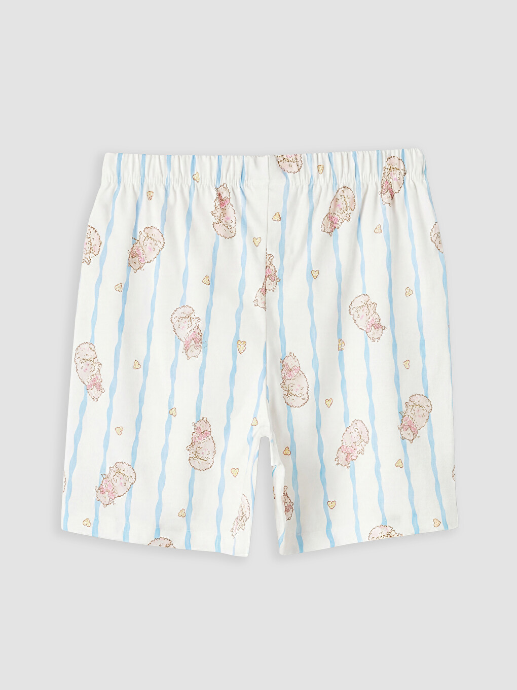Ekru Fiyonk Detaylı Kız Çocuk Şortlu Pijama Takımı-6