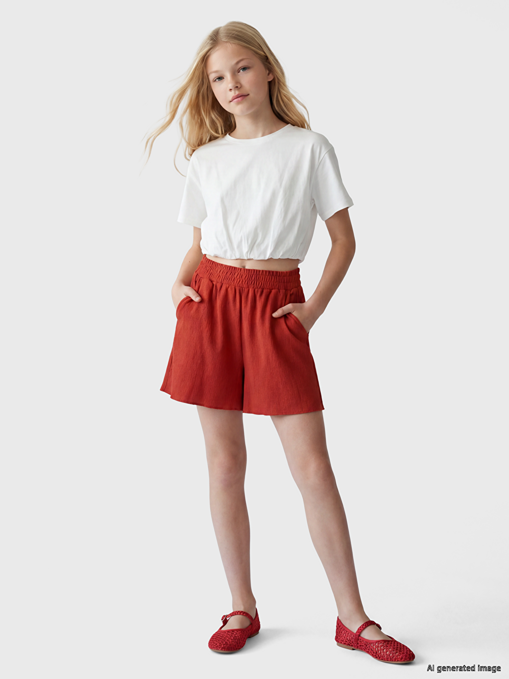 Girls' Elastic Waist Textured Shorts