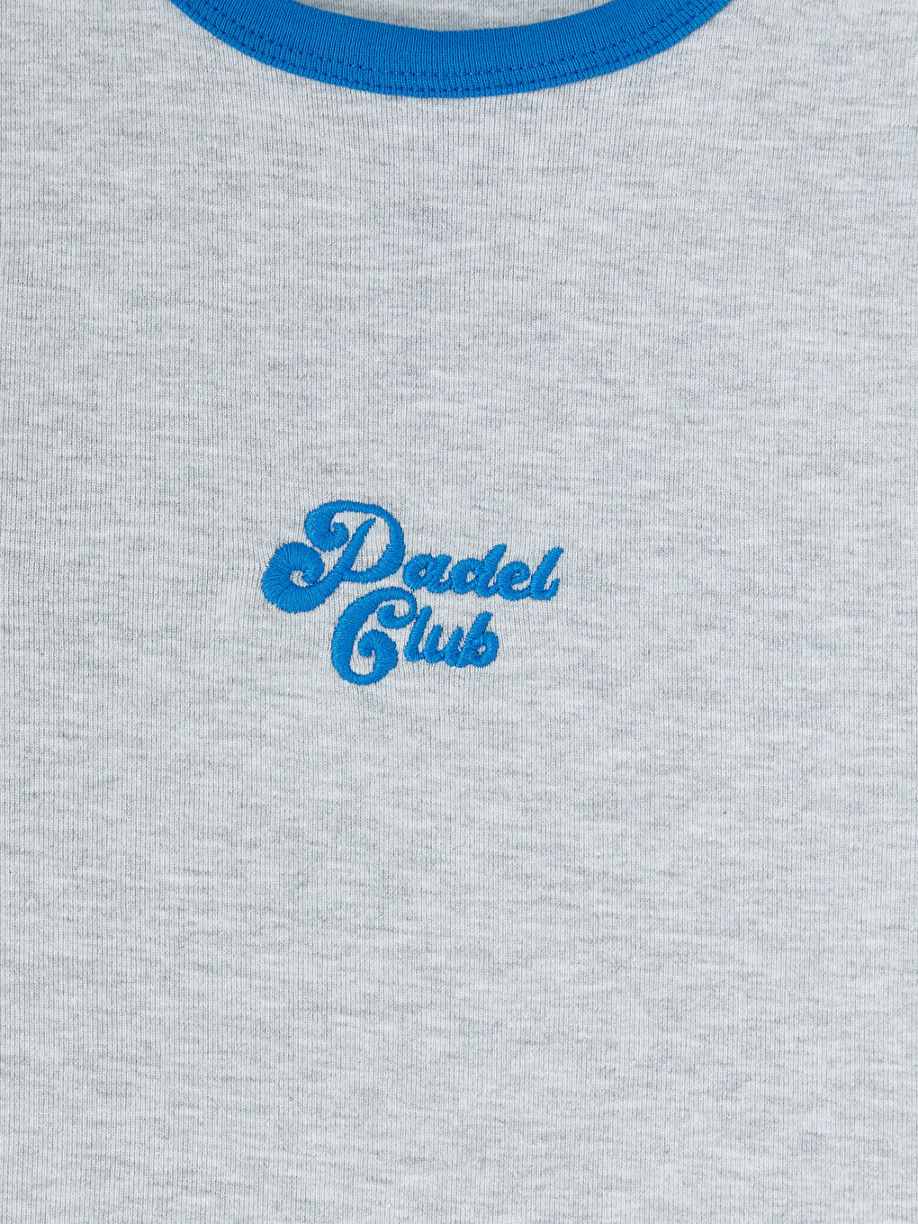 Gri Bisiklet Yaka Nakışlı Kadın Tişört-2