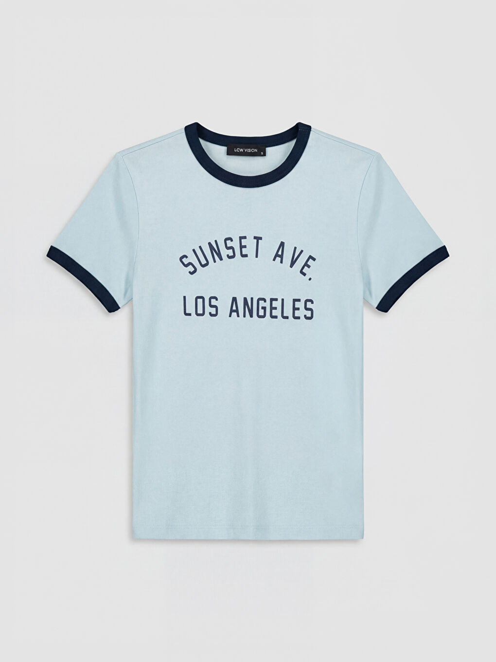 Mavi Bisiklet Yaka Los Angeles Baskılı Kadın Tişört