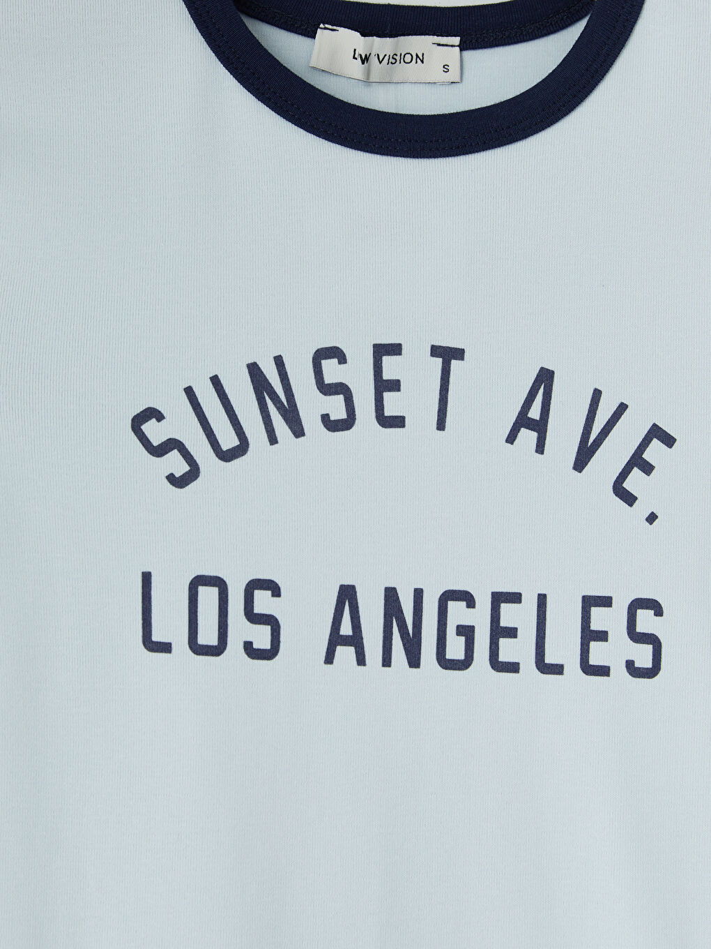 Mavi Bisiklet Yaka Los Angeles Baskılı Kadın Tişört-2