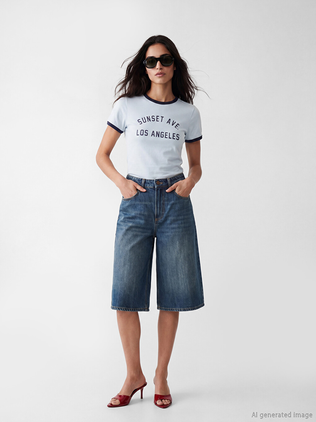 Crew Neck Los Angeles Printed Women's T-Shirt-1