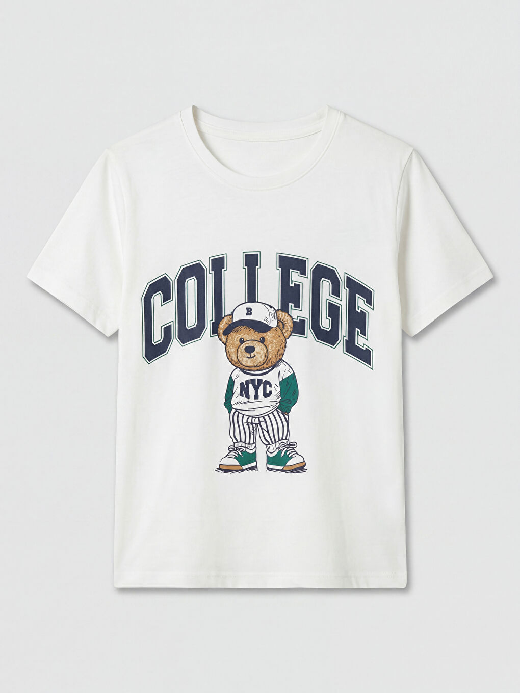 Ekru Ayı Teddy Baskılı Erkek Çocuk Şortlu Pijama Takımı-1